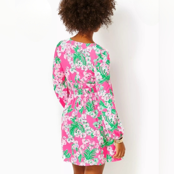 Lilly Pulitzer NWT Calla Long Sleeve V-Neck Dress Roxie Pink Worth A Look - Picture 4 of 8